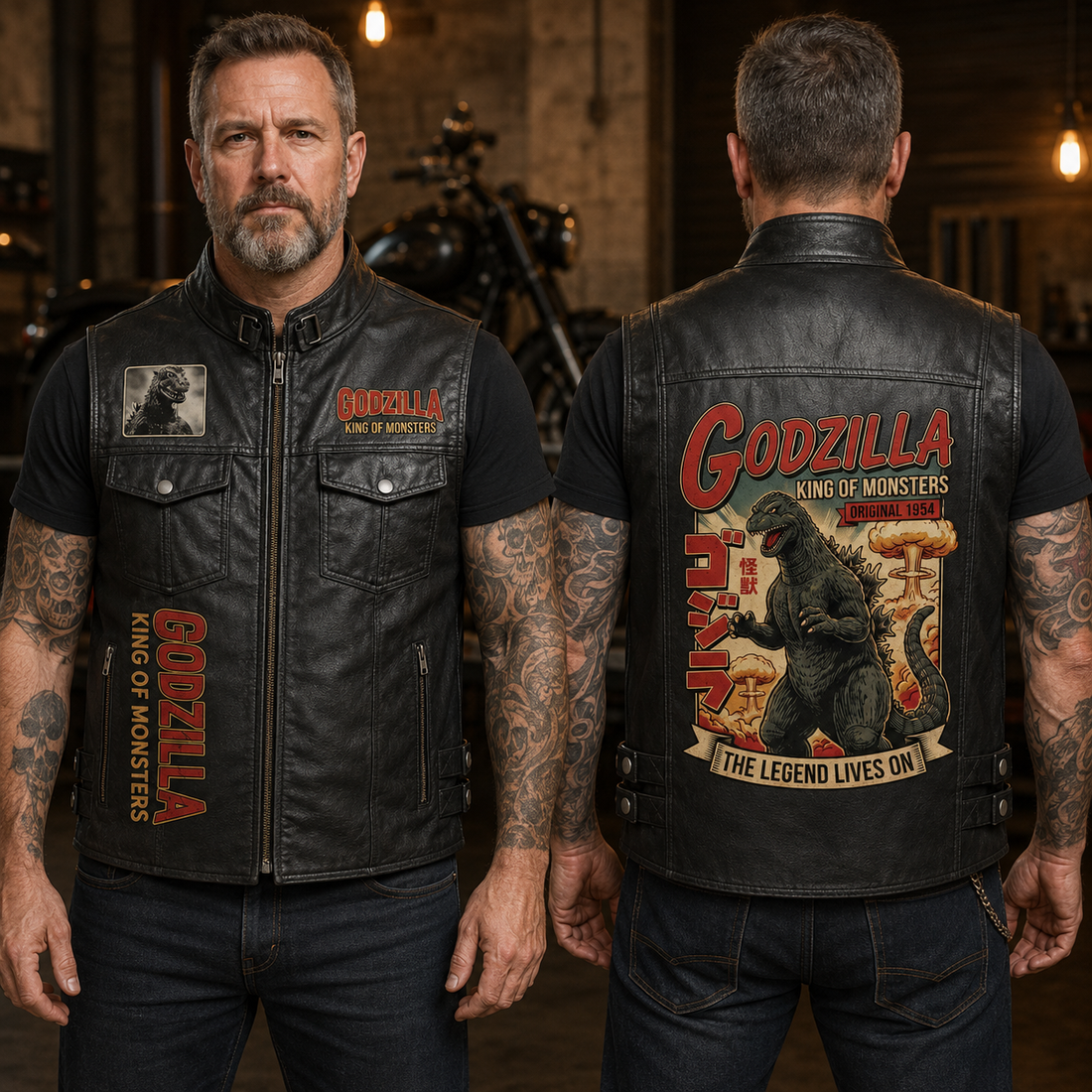 Premium 2D Sleeveless Leather Vest - GOZ180826M3
