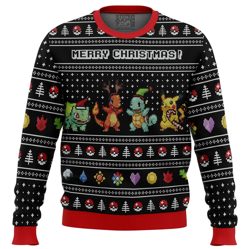 Pokemon Kanto Starters Ugly Christmas Sweater
