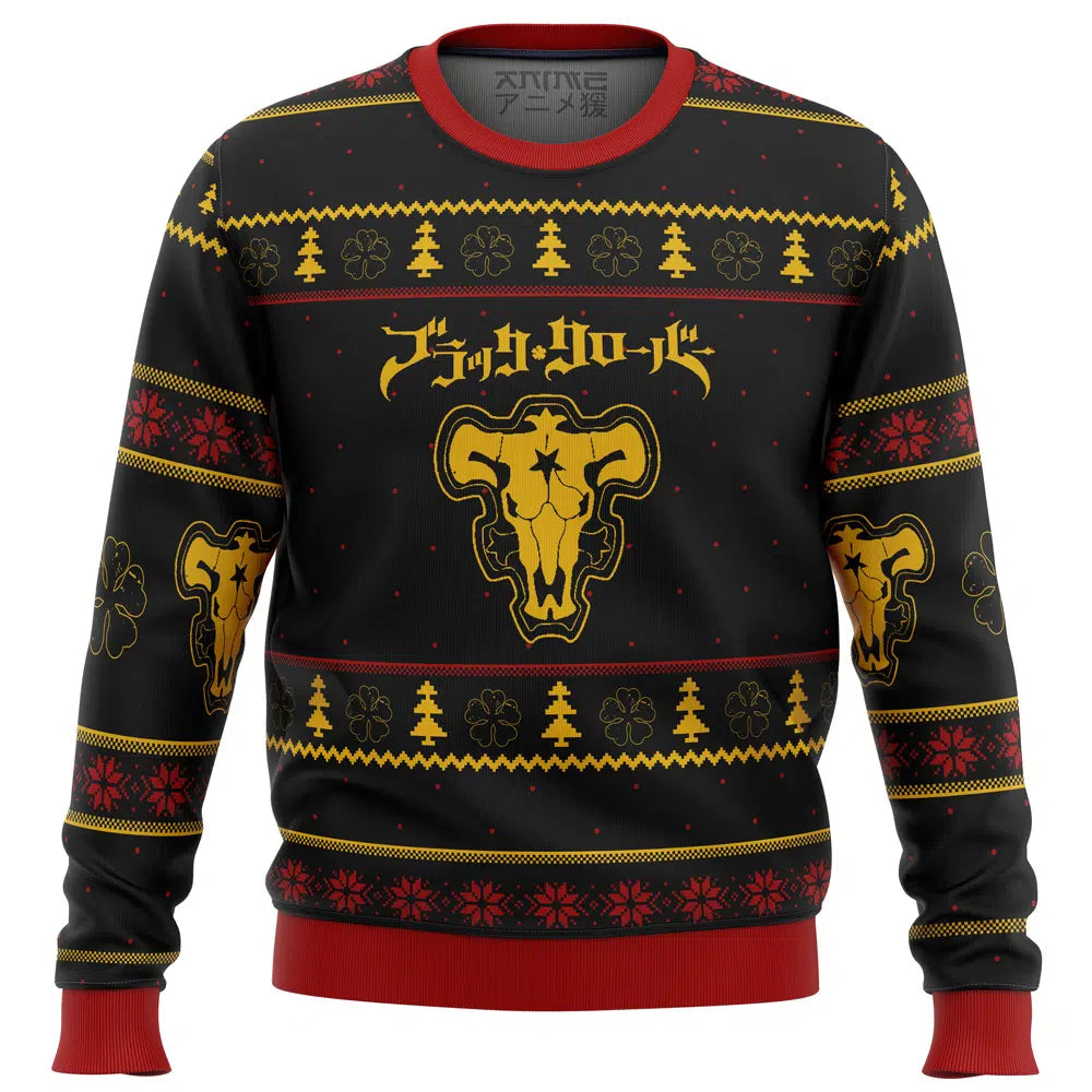 Black Clover Bulls Ugly Christmas Sweater