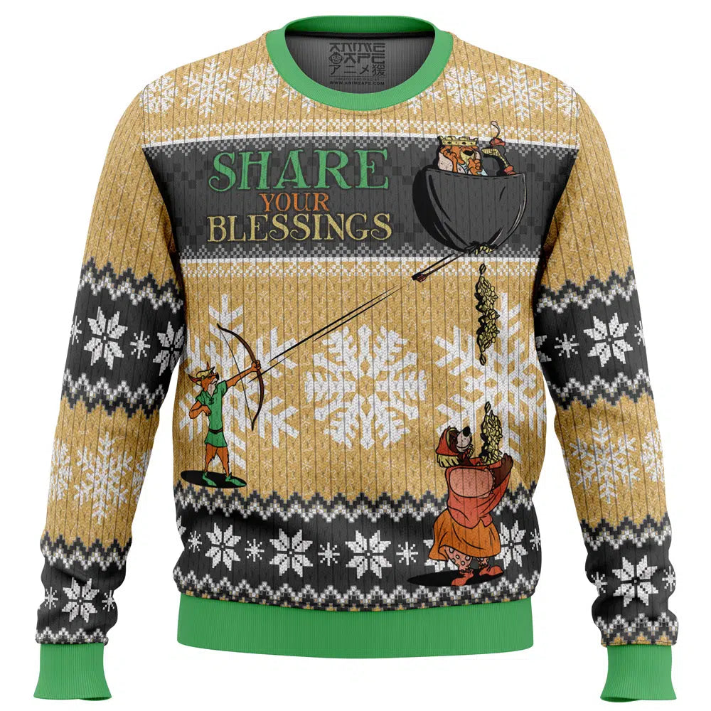 Share Your Blessings Robin Hood Ugly Christmas Sweater