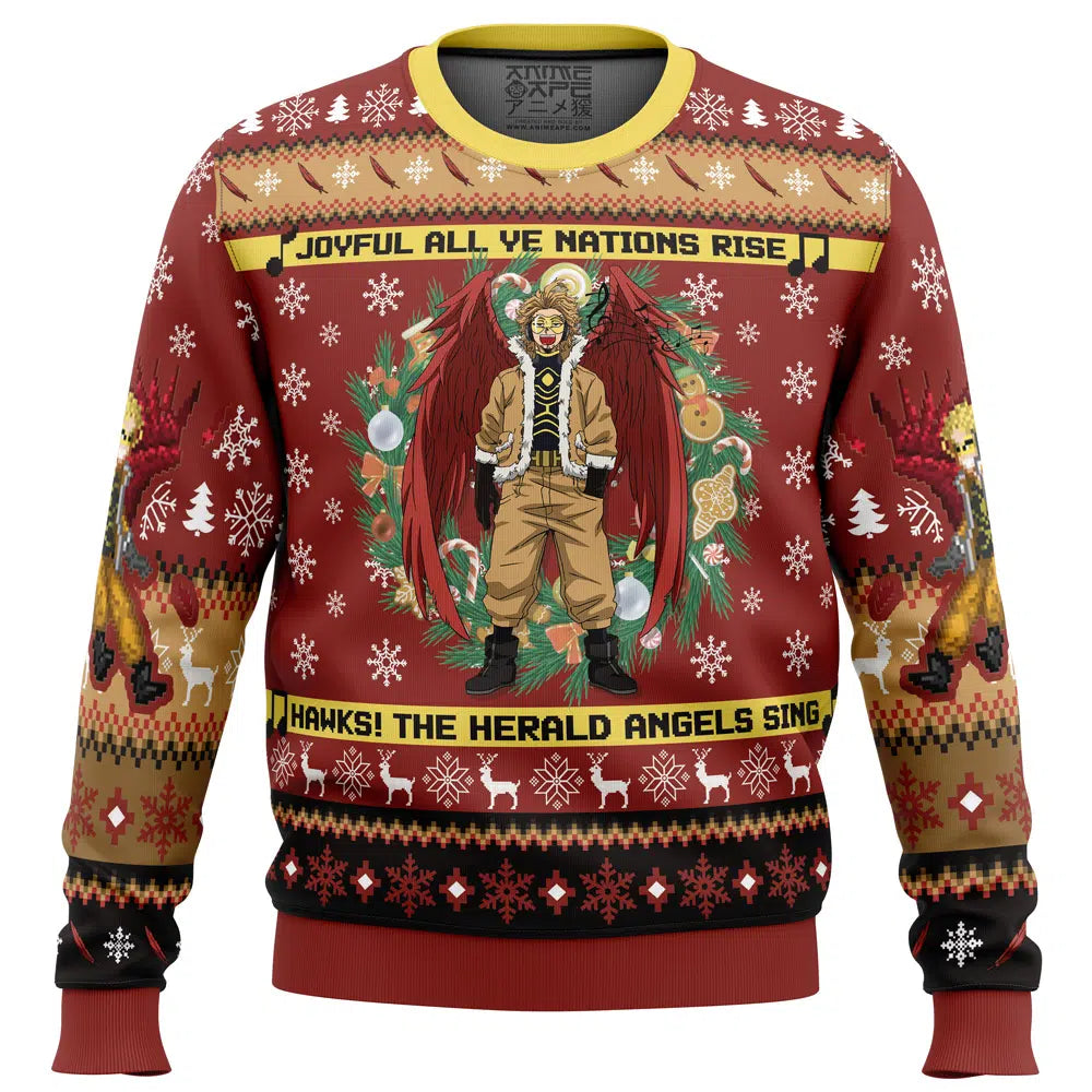 Hawks Singing Christmas Song My Hero Academia Ugly Christmas Sweater