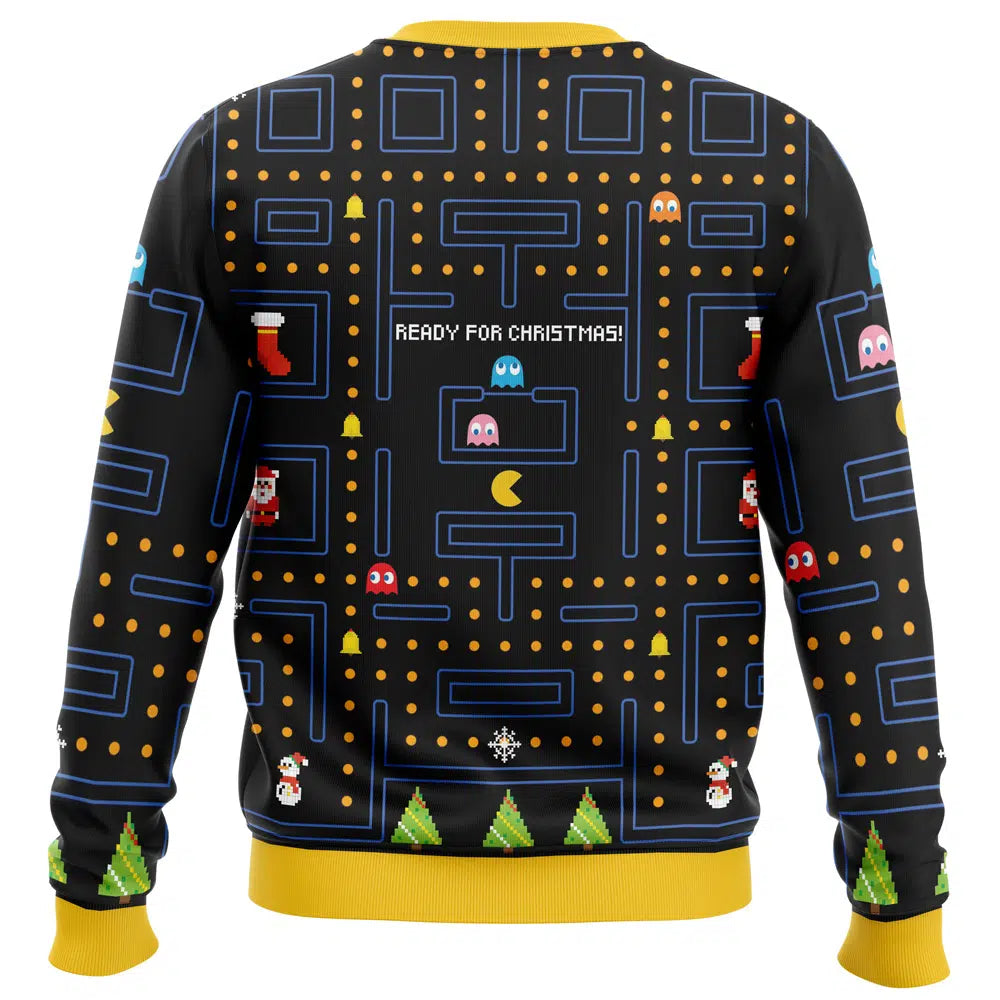 Pac Man Ready for Christmas Ugly Christmas Sweater